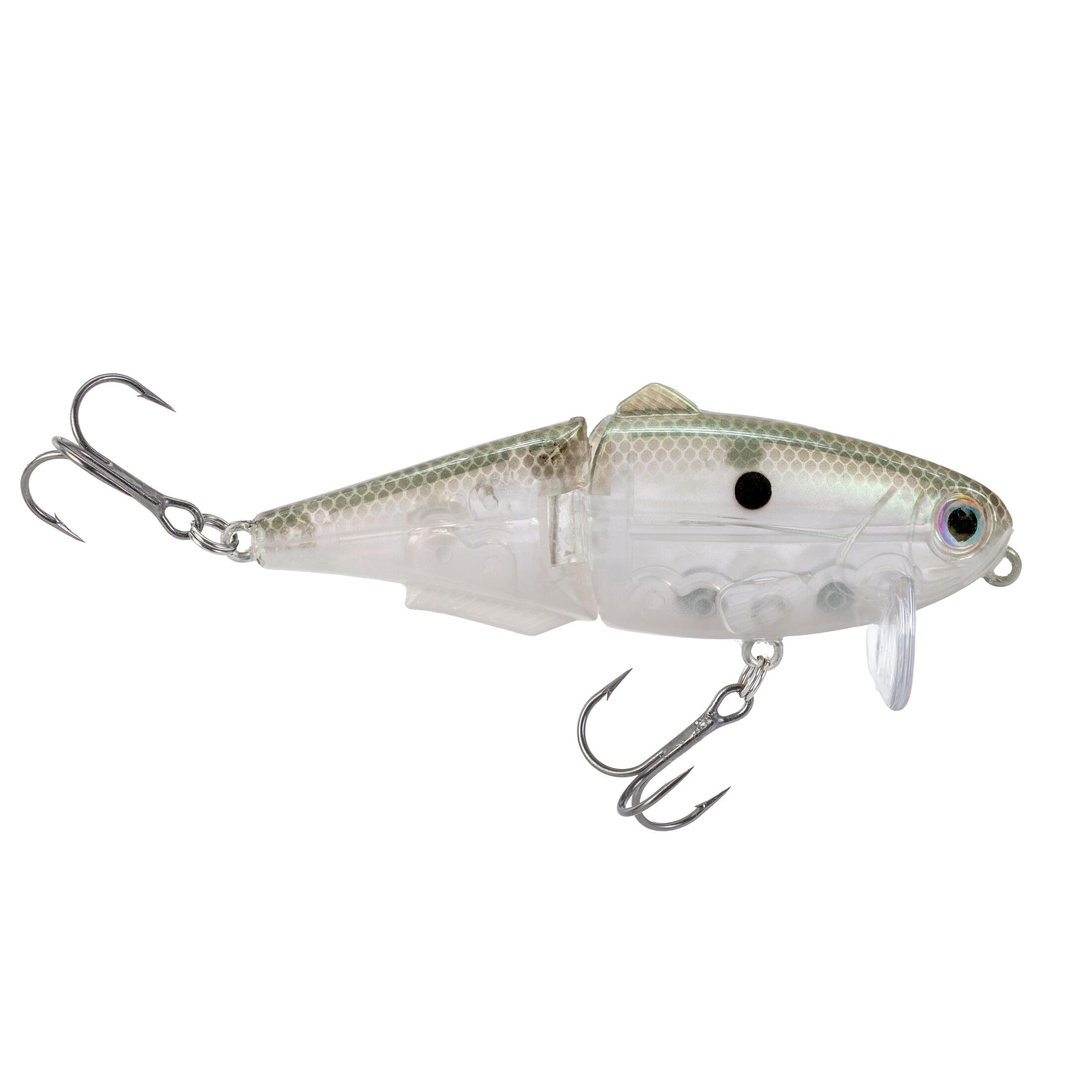 Strike King (HCWS2-568) Wake Shad Angelköder, Einzelgelenk, schwimmender Topwater Wakebait, Größe 2, Drillingshaken, grüner Gizzard Shad