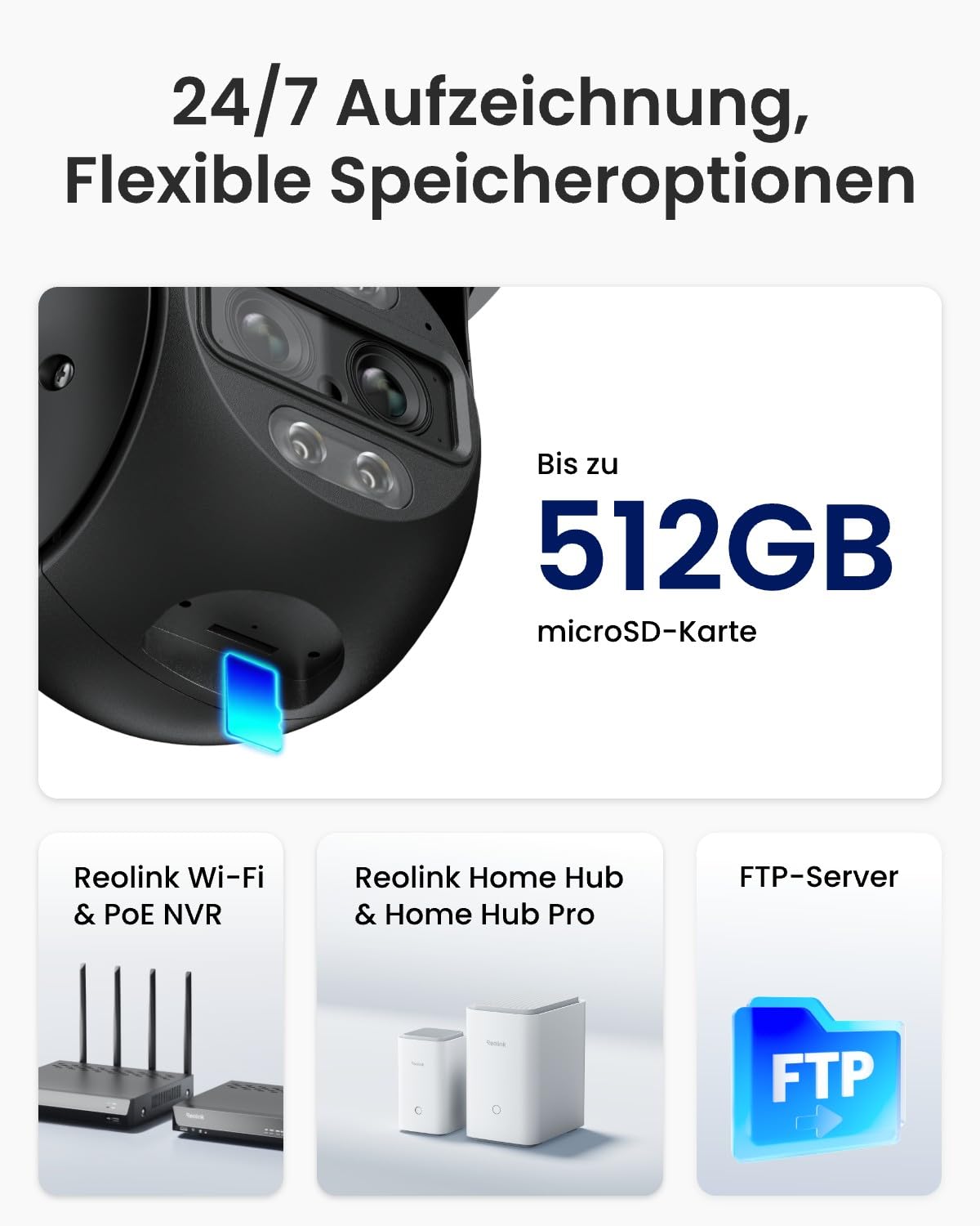 Reolink 4K 8MP Wi-Fi 6 PTZ Überwachungskamera Aussen WLAN mit Auto-Tracking-Zoom, Dual-Objektiv, Dual-Ansicht, WLAN Kamera Outdoor mit Smart-Erkennung, Farbnachtsicht, Außenkamera, TrackMix WiFi Grau