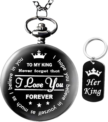 Udaney to My-King-Reloj de bolsillo, regalos para novio, el mejor regalo para él, regalos de novia, regalos del día de San Valentín para hombres,