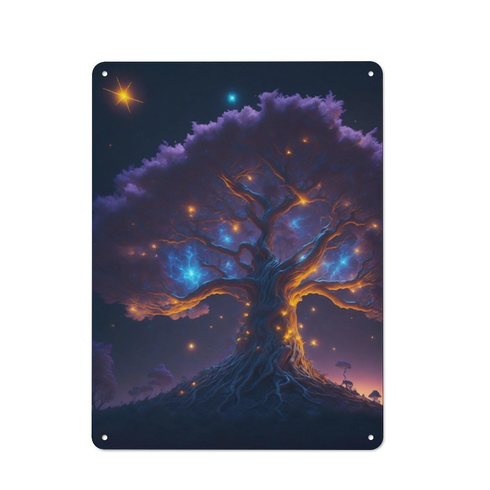 Junmoney Magical Tree Retro Decorative Metal Plaque 40X30cm, Garage Wall Decor For Garage, Workshop, Shed Or Utility Room