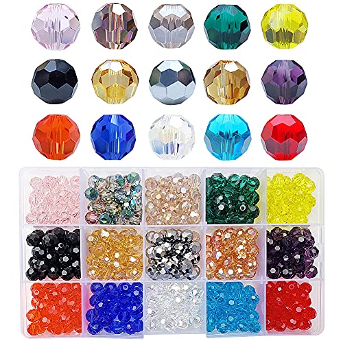 Image of 8mm Round Glass Beads for Jewelry Making, Faceted Shape Crystal Spacer Beads for Bracelets Necklaces Earring, 450pcs