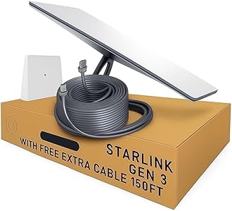 Starlink Gen 3 Standard Kit – Satellite Dish with Wi-Fi 6 Router – High-Speed, Low-Latency Internet for Rural Areas, Remote Homes, and Residential Use