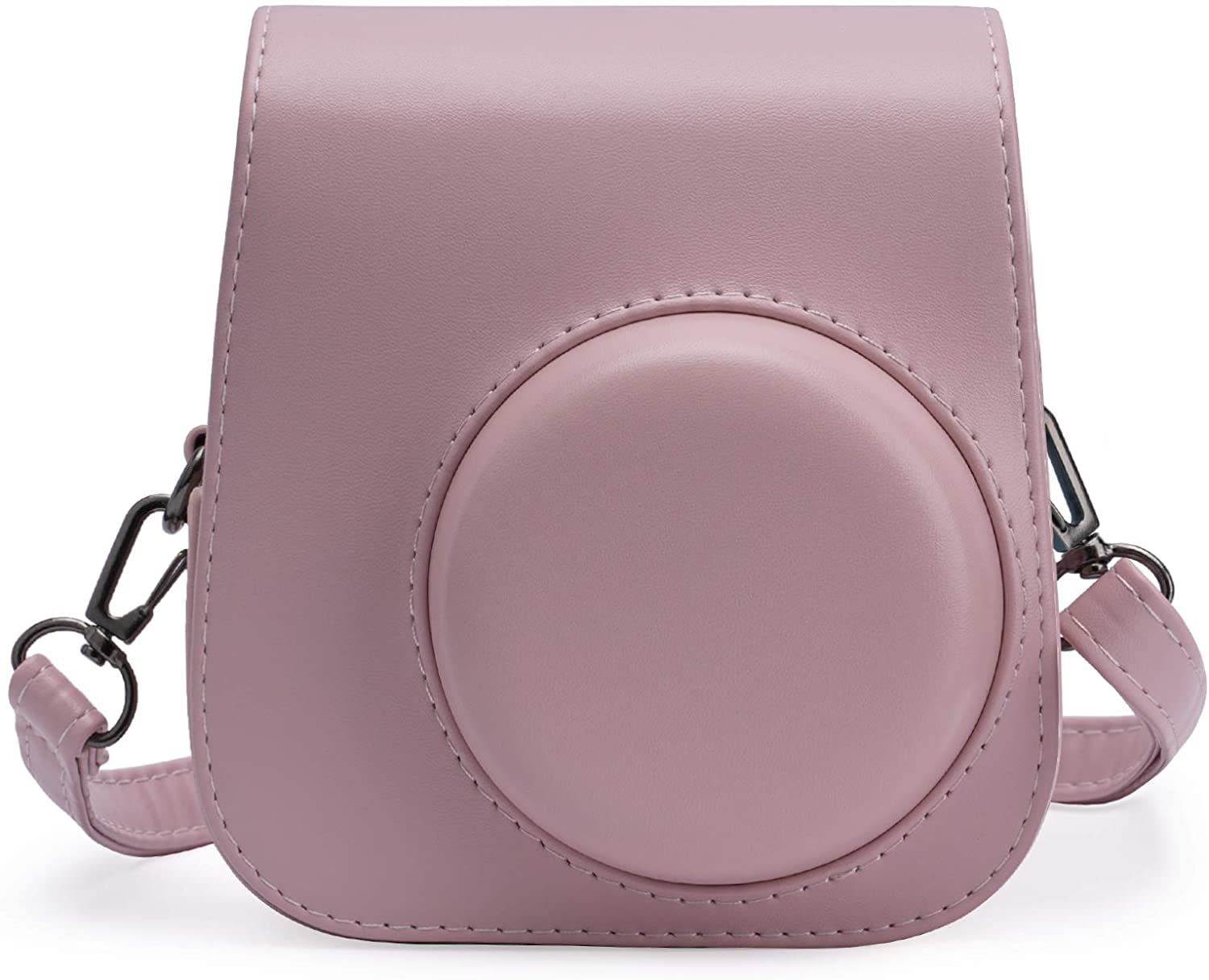 Frankmate PU Leather Camera Case Compatible with Fujifilm Instax Mini 11 12 Instant Camera with Adjustable Strap and Pocket (Pink)