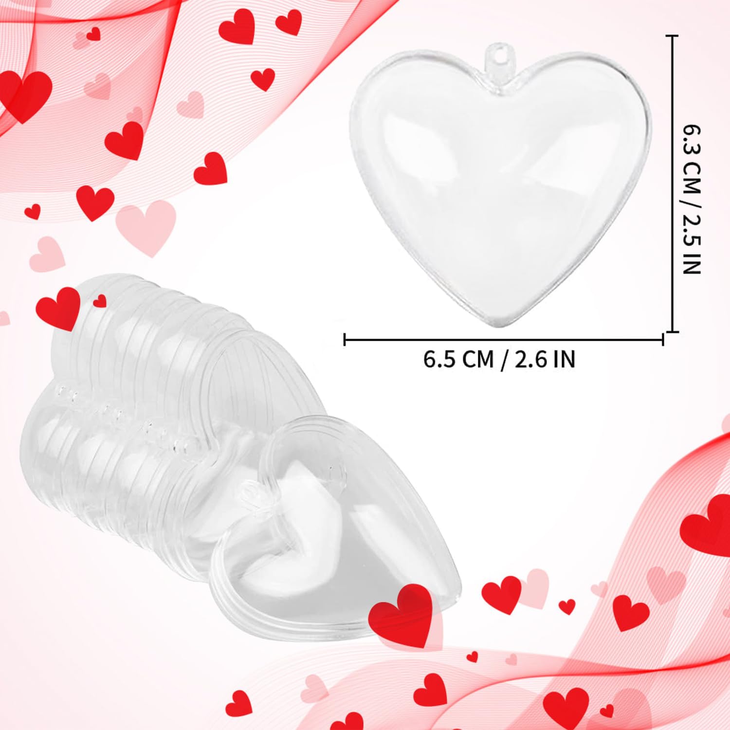 Snapklik.com : Jishi Clear Plastic Heart Ornaments 10-Pack Christmas ...