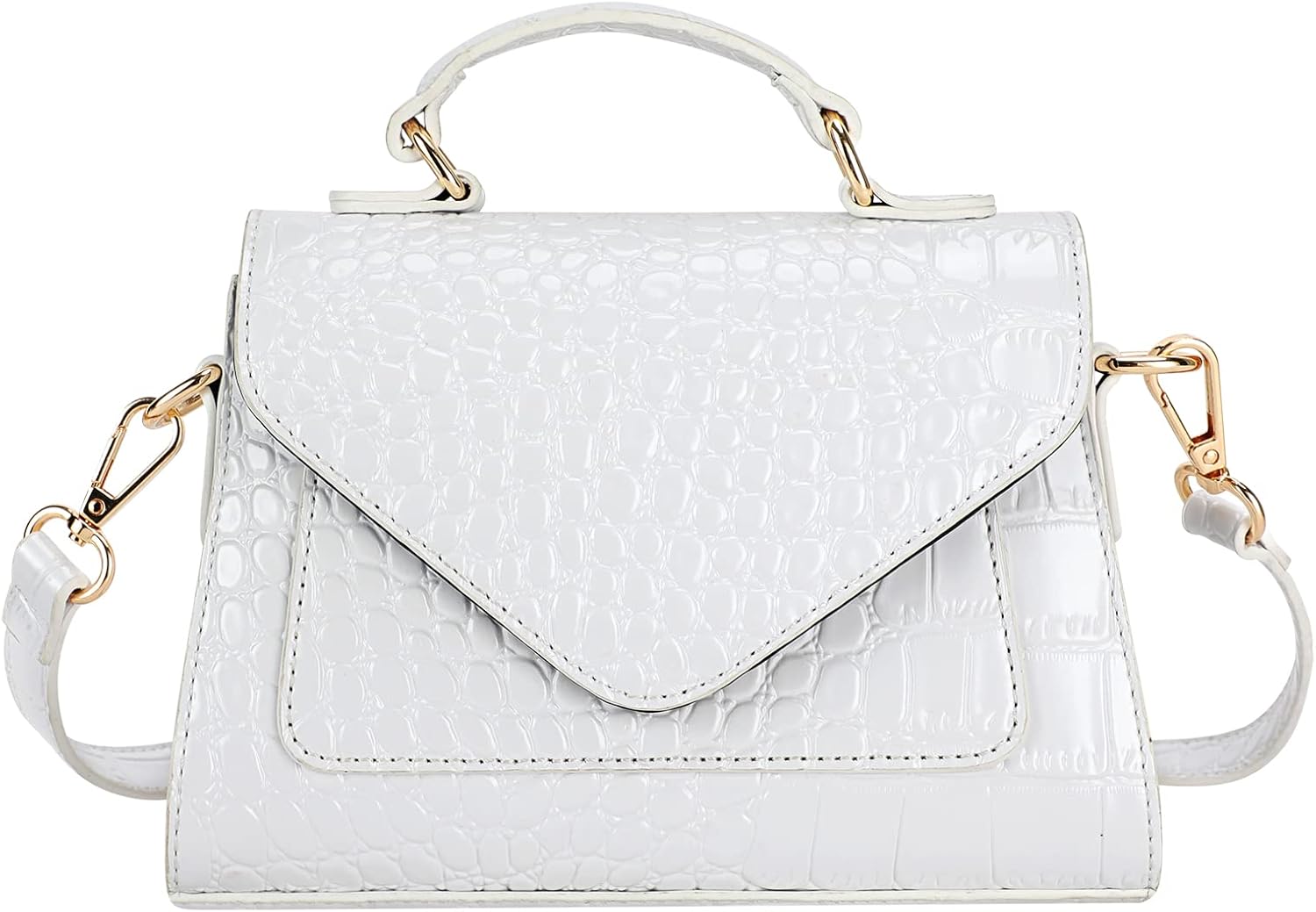 FAMYPAL Crocodile Crossbody Shoulder Bags for Women, Small Trendy Purse for Phone, Womens Top Handle Clutches Handbags