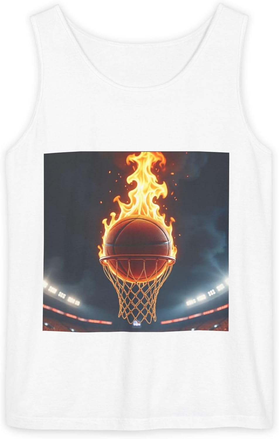 Basketball Flame Graphic Tank Top, Unisex Athletic Wear, Summer Sport Shirt, Gift for Sports Lovers, Beach Style Top