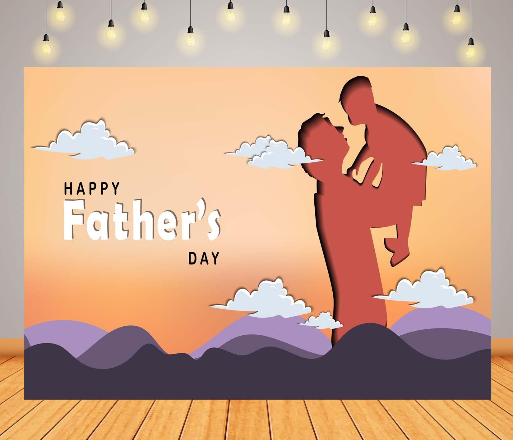 BELECO 6x3m Sfondo in tessuto Buona festa del papà | Silhouette padre che tiene bambino sfondo festa famiglia super papà banner tavolo torta accessori studio foto