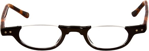 Miniatura 2 de The Hunter - Lentes de lectura retro retro medio debajo del marco, redondos, sin montura + 3.25 negro y tortuga (funda de transporte incluida)