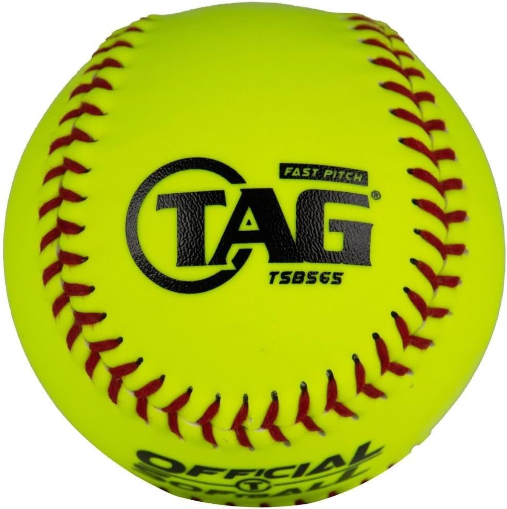 TAG Youth 11-Inch Vinyl Fast Pitch Softball, 6 Dozen (72 Softballs), Raised Seams, Yellow