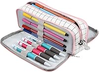 Vista 8 de Estuche para lápices de gran capacidad, bolsa de almacenamiento grande, bolsa de lápices de 3 compartimentos para papelería, estuche