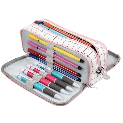 Chelory Big Capacity Pencil Case Large Storage Pencil Bag Pouch Marker 3 Compartment Stationery Pen Cases Holder for Adults Office Organizer Gifts