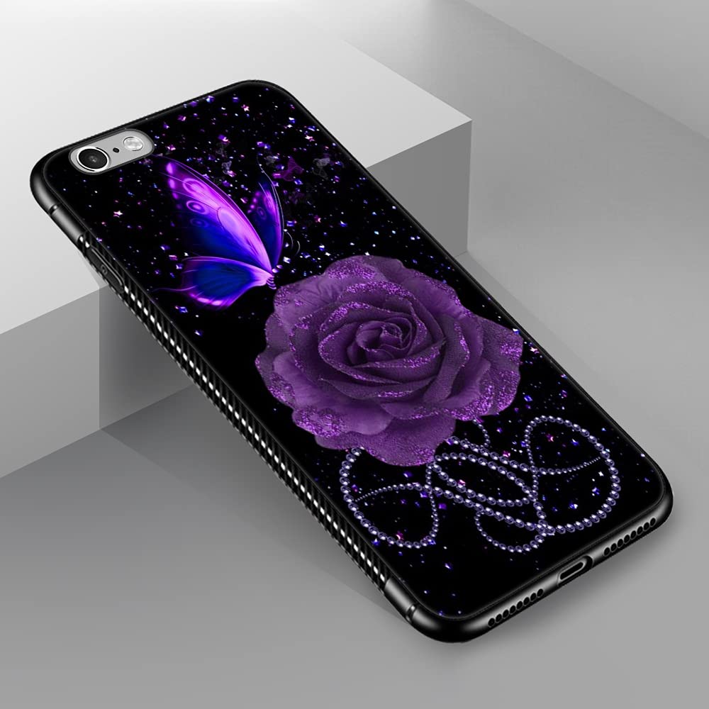 Amazon.co.jp: iPhone 6 Plusケース 星空パープルローズバタフライ