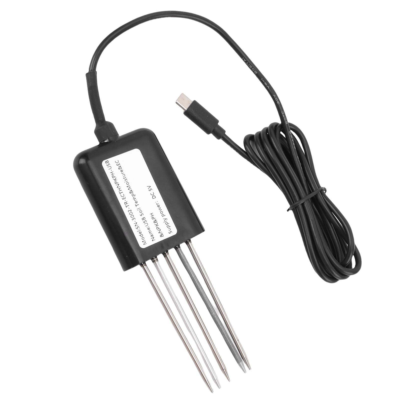 Duokon Medidor de Sensor NPK de Suelo 7 en 1, Detector de Temperatura y Humedad Impermeable de Acero Inoxidable con bajo Consumo de Energía IP68 para Pruebas de Nutrientes en Huertos,