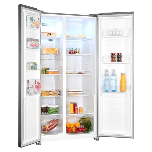 Exquisit® Frigorífico Side-by-Side 442L, Inoxlook, Clase E, Tecnología No-Frost, Control Digital, Modo Super-Refrigeración, Alarma de Puerta, Medidas (177,0 x 91,0 x 59,0 cm)