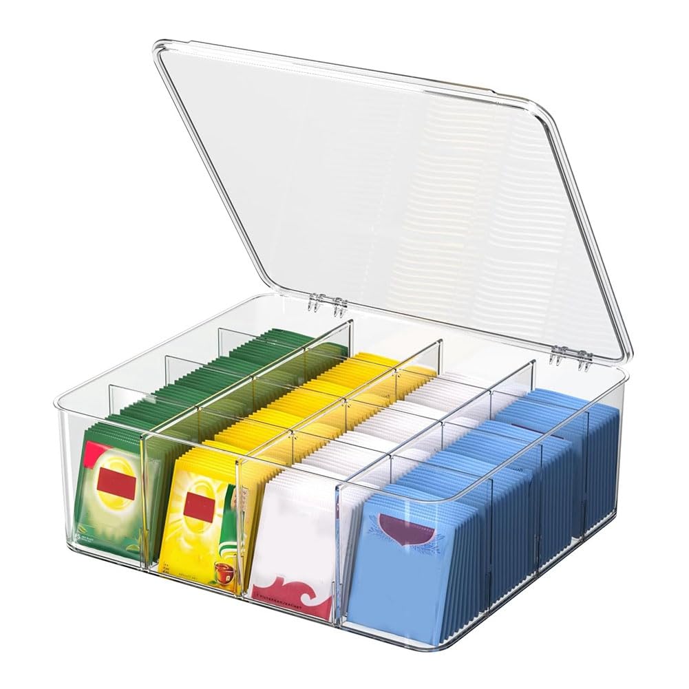 IJSDNVJNDX Loose Tea Bag Organizer-Tea Bags Organizer for Cabinet, Counter, Countertop, Pantry-Tea Packet Storage Container
