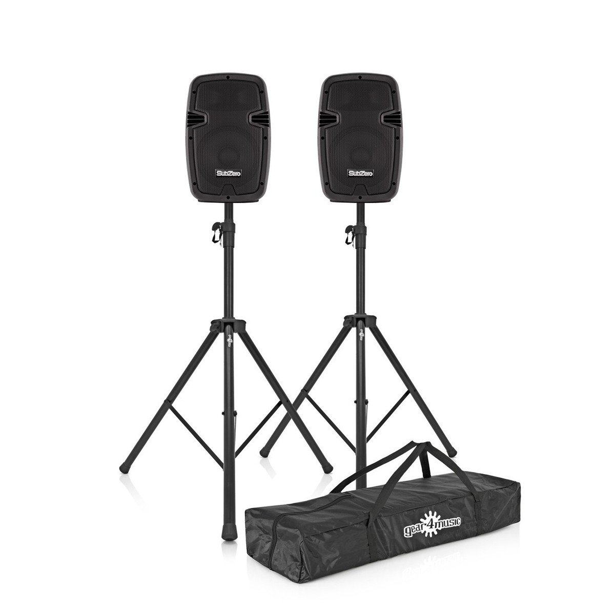 SubZero 200 W 8" Sistema con Lettore Digitale Multimediale e Stand | Pacchetto Portatile con Due Diffusori Professionali, Suono Chiaro da Woofer 8 Pollici, Mixer Integrato Pronto per il Palco