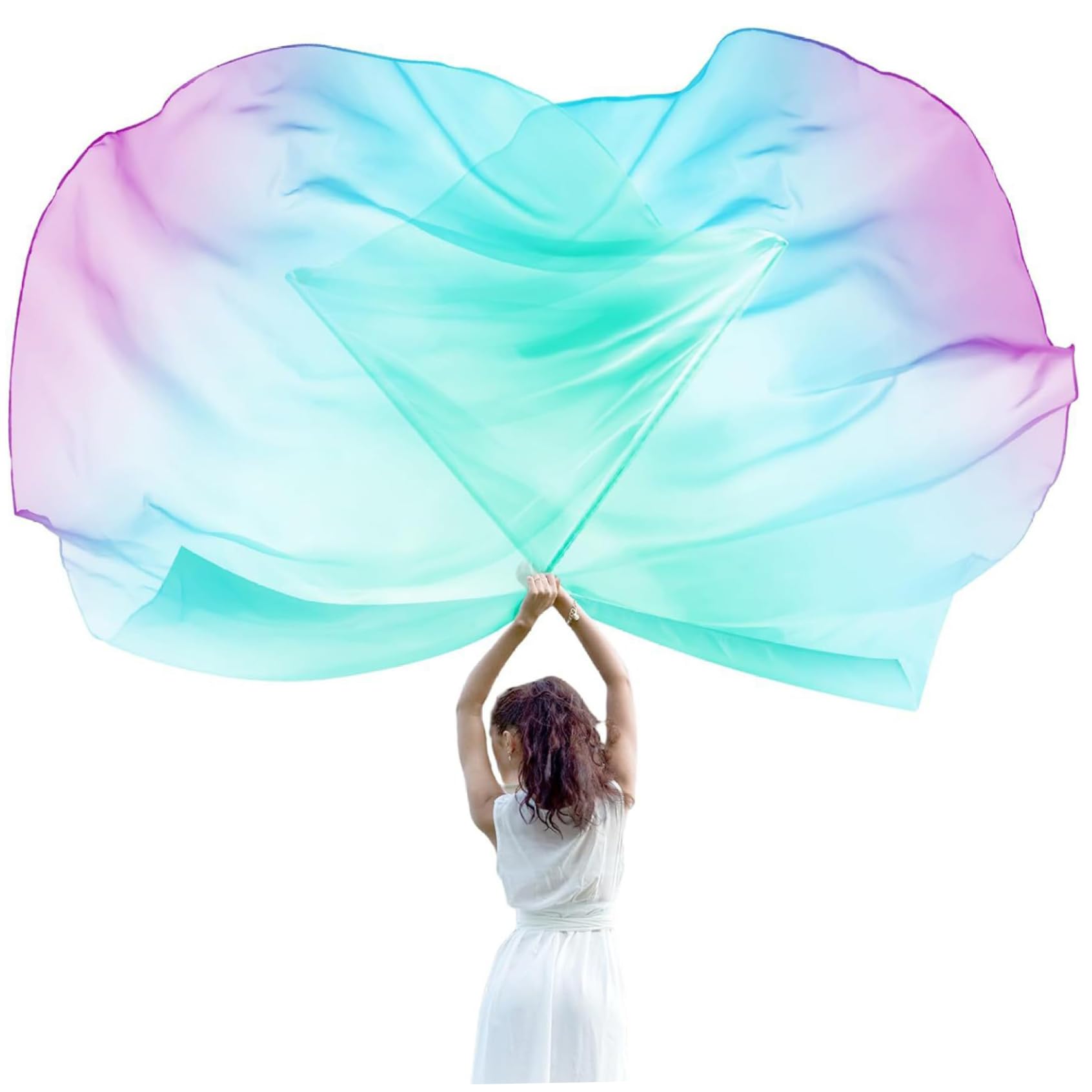 Worship Flags 1 Pair 55in Average Size Praise Dance Flags with Stick Lightweight Polyester Worship for Dance Church, Sports Meeting, Blue + Green + Purple
