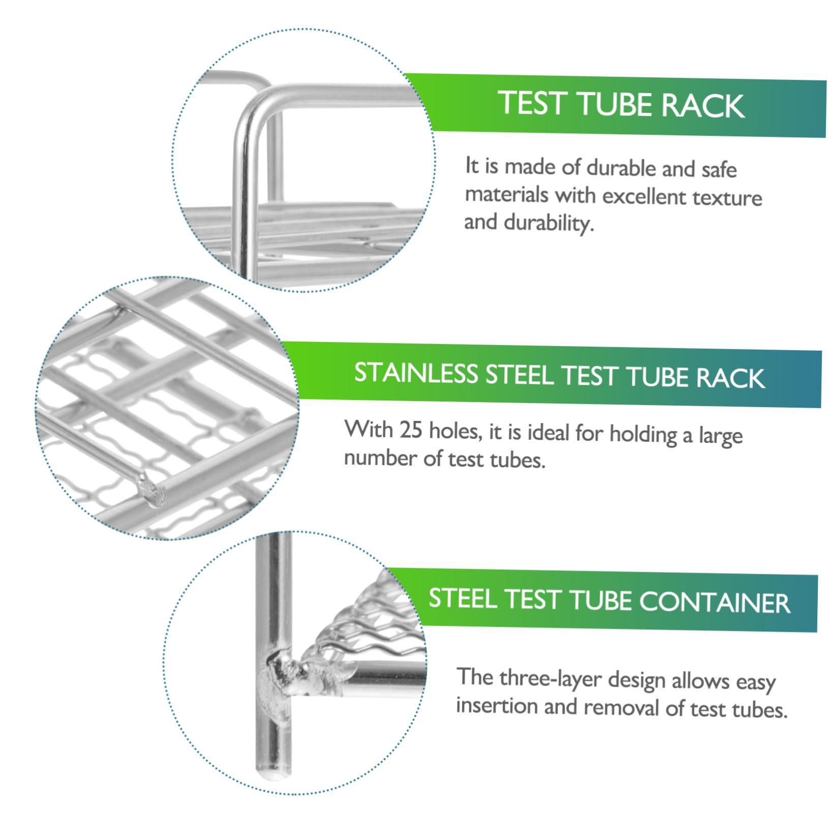IMIKEYA Support de Tubes à Essai Acier Inoxydable Rack Emplacements Base Stable Antidérapante pour Laboratoire École et Maison