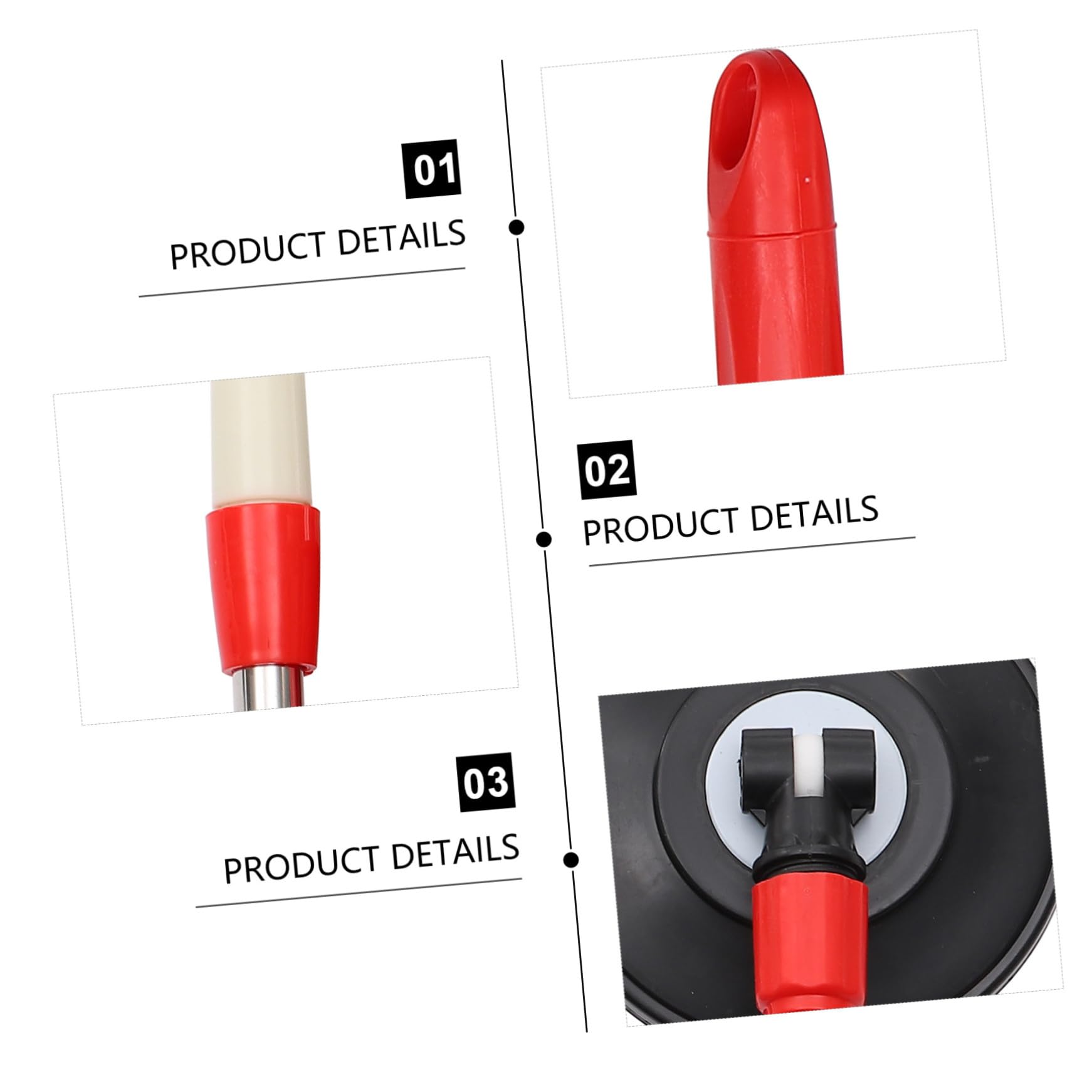Tofficu Acero Inoxidable Palo de Fregona Rojo Extensible Giratorio