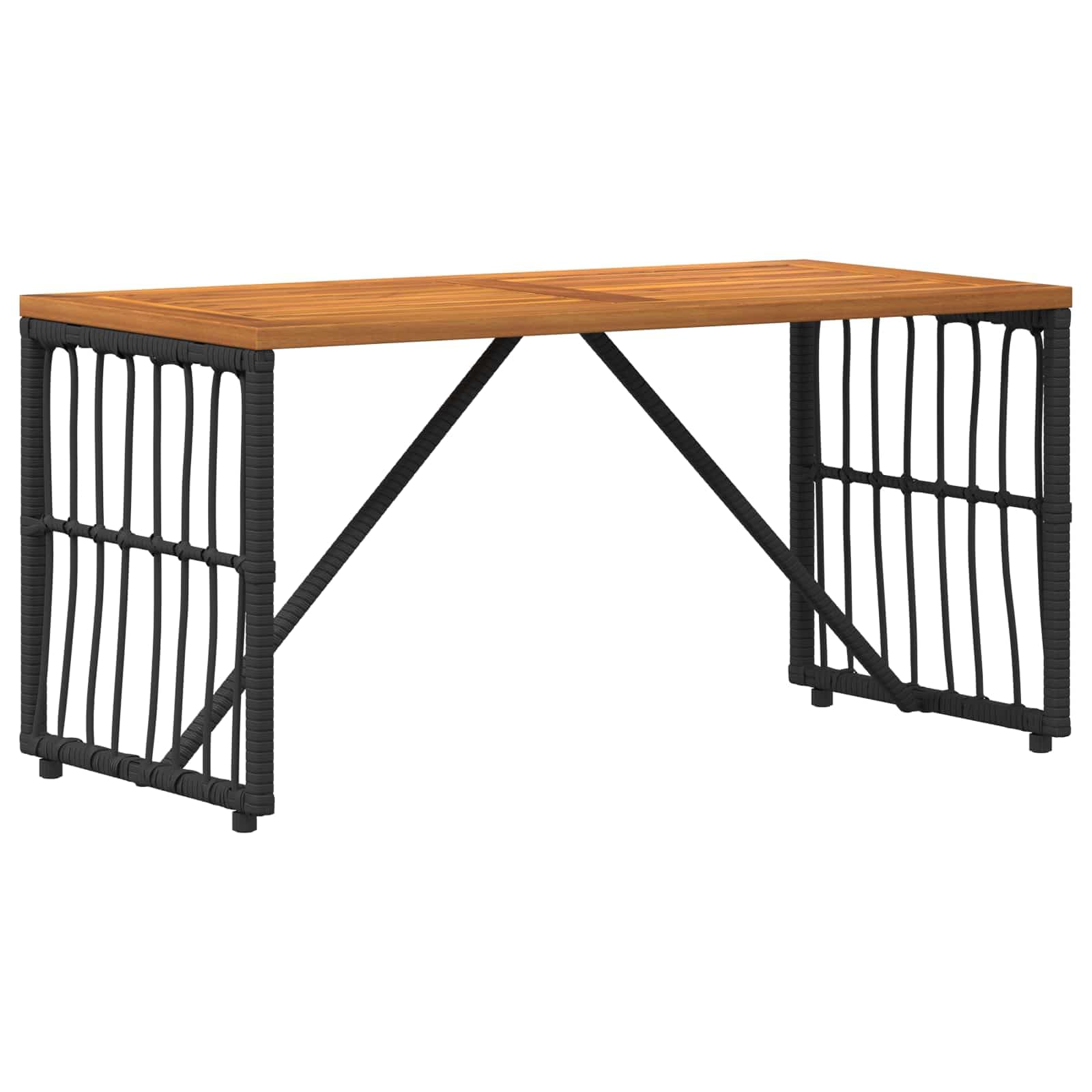 Stal i poli rattan Ogrodowy rustykalny Stół 80 x 40 x 40 cm Czarny