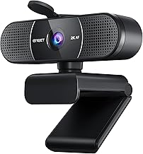 eMeet Webcam C960 2K, Webcam QHD avec Cache d'objectif et Double Microphone, autofocus TOF, caméra de Streaming 76° avec Correction Automatique de la lumière, pour Zoom/Skype, Linux, Win10, Mac OS