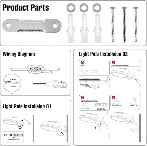 Miniatura 2 de Luz de patio de 50 W, iluminación al aire libre, luz LED de área de 7000 lúmenes, luz de granja de 110 voltios, reflector de seguridad de luz cálida