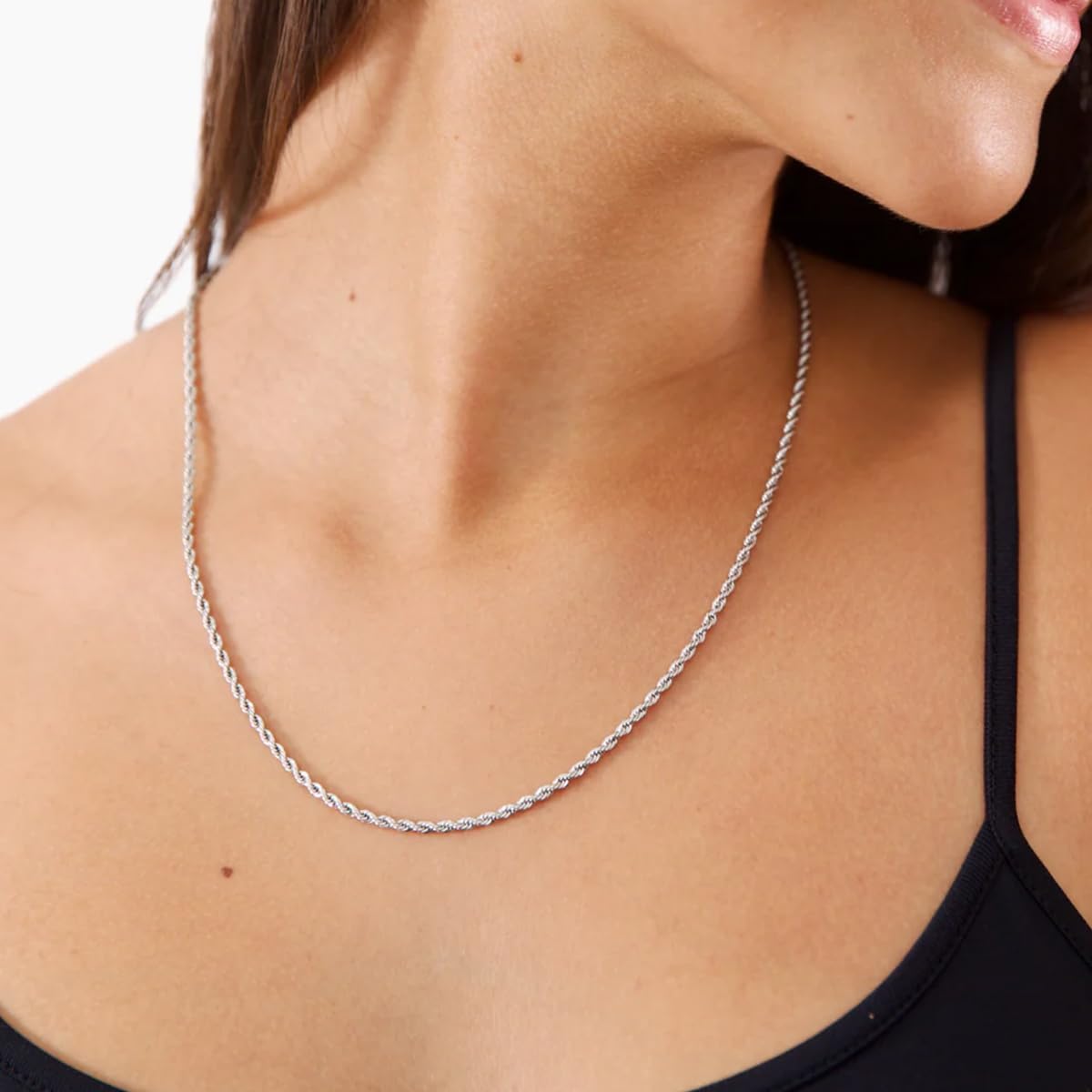 Dacc & Aya Authentic 925 Sterling Silver Rope Chain for Men & Women Diamond Cut Sterling Silver Braided Twist Chain with Lobster-Claw Clasp, Sturdy, Shiny 1.5/2/3mm, 16-26 Inch