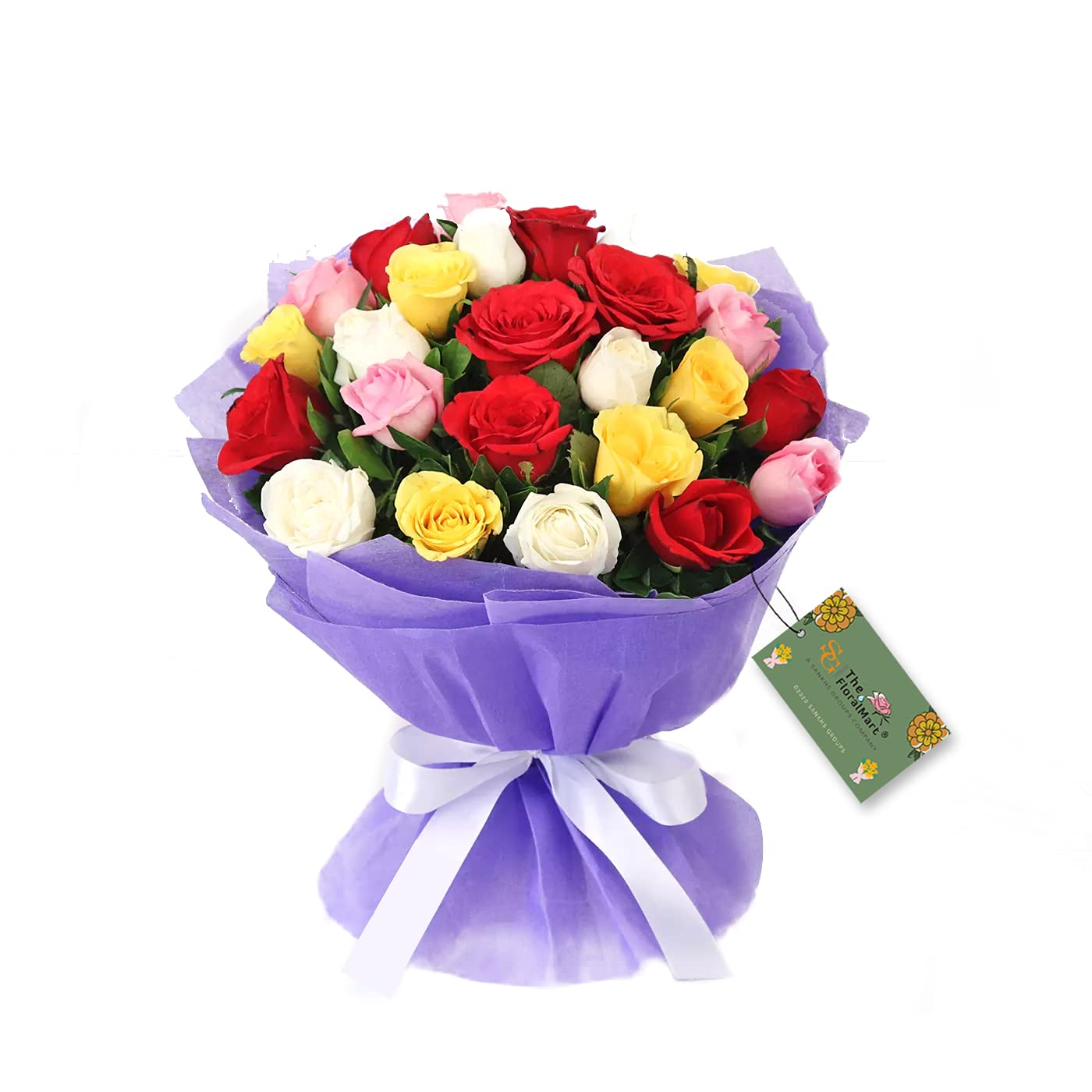 Mother's Day Special Fresh Flowers Bouquet of 30 Mixed Roses in Paper Wrapping, Bunch of 30 (Multicolour Rose)-image-16