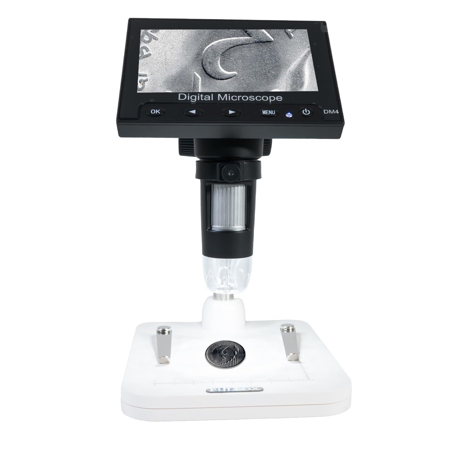 Pullox Coin Microscope 50X-1000X Magnification, with LED Light | Card, Bottom Transmitted Light, 10" Long Stand for Entire Coin, PC/TV Compatible |-image-33