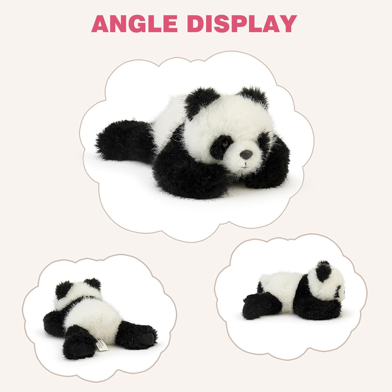 PEACH CAT Panda Stuffed Animal Cute Plushies Small Plush Toys Gifts for Kids Black and White image 3