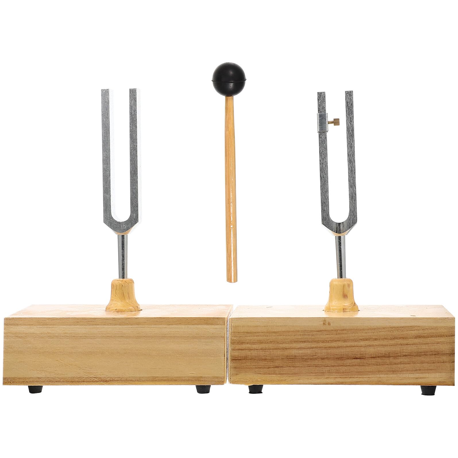SOLUSTRE Stimmgabel Satz mit Hammer und Holzsockel 440 Hz Resonanz Drehgabel für Physikalische Experimente und Musikinstrumente Präzises Experimentierinstrument für Bildungszwecke