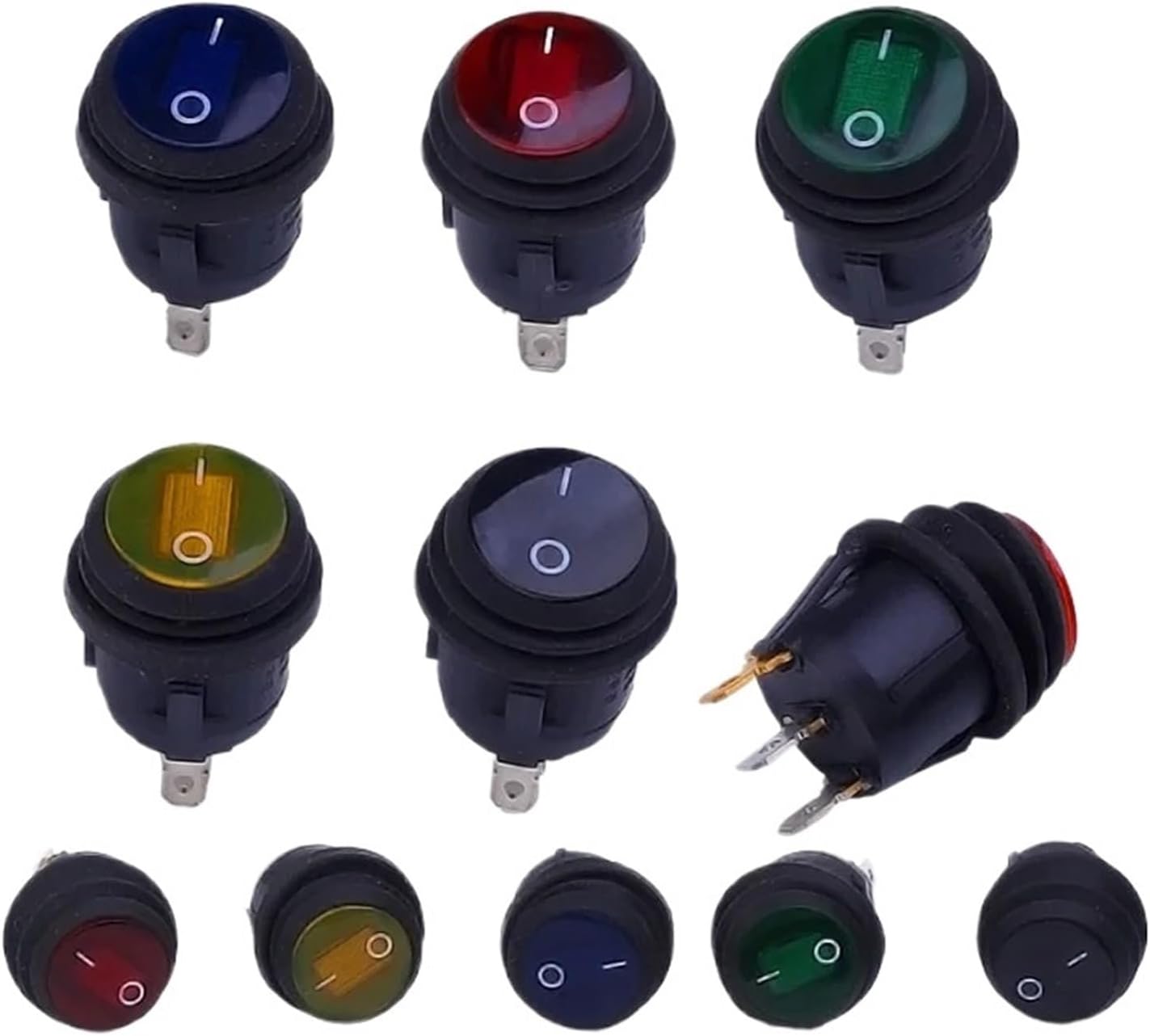 1Pcs on/Off 3Pin SPST Round Waterproof Boat LED Rocker switchlight 12V 220V Power Button Switch on Off(Yellow,220V-250V)