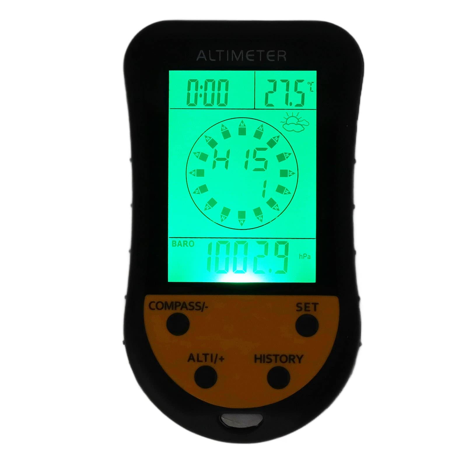 Altimetro Digitale Multifunzionale per Gli Appassionati di Sport All'Aria Aperta. Include Rilevamento Dell'Azimut, Direzione Barometrica, Orologio, Temperatura, Previsioni del Tempo. con Cordino in Ma
