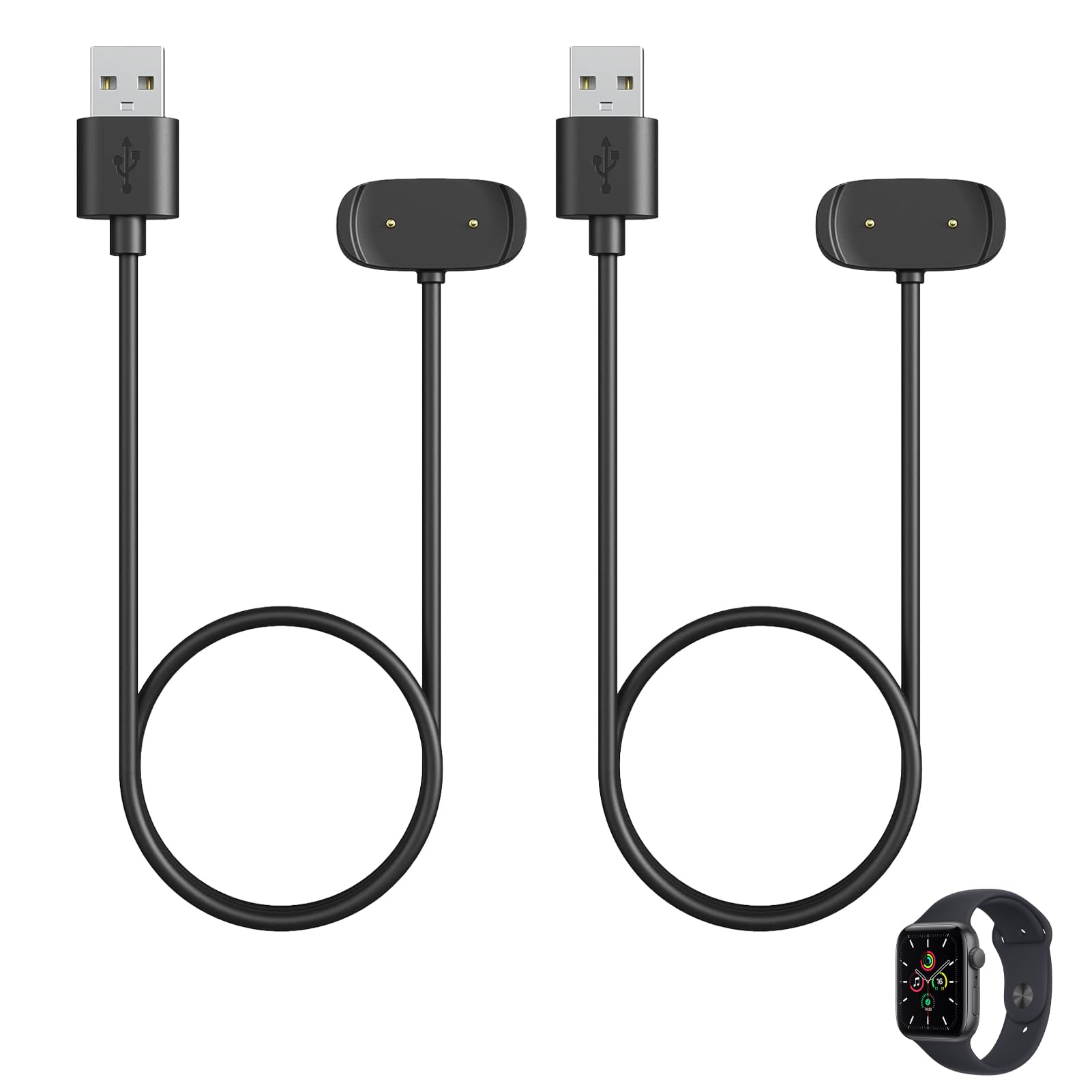 2 Pieces Charger Compatible with Amazfit GTR 2/2e/2 Mini GTS 2/2e/2/4 Mini Bip 3/3 Pro/5/U/U Pro Active/Active Edge Zepp E Zepp Z T-Rex Pro, 100cm Charging Cable, USB Charger with Voltage Regulator