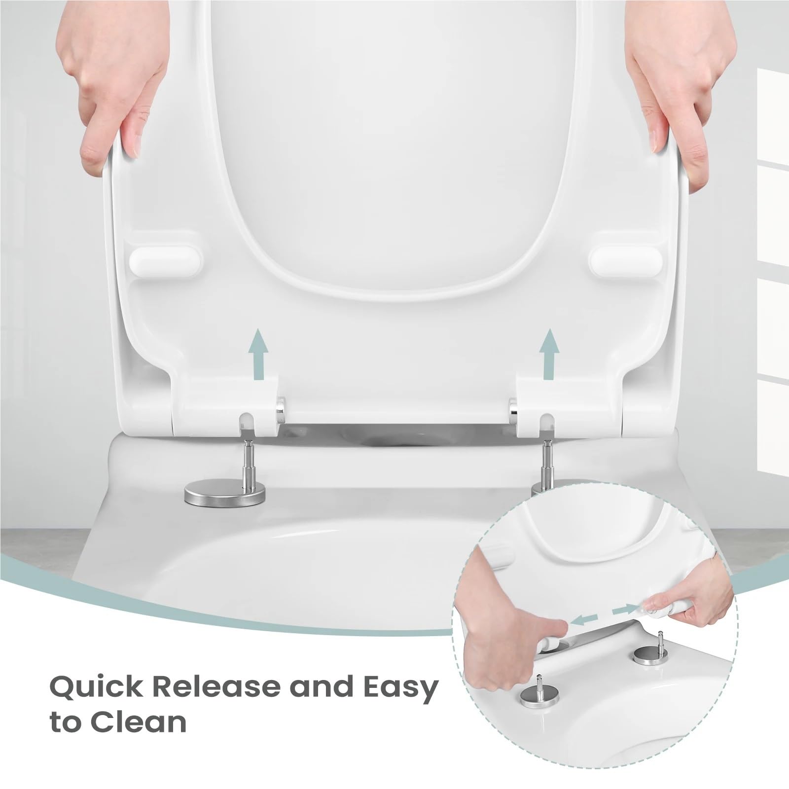 Asiento de inodoro, Plastic Square Soft Close Toilet Seat