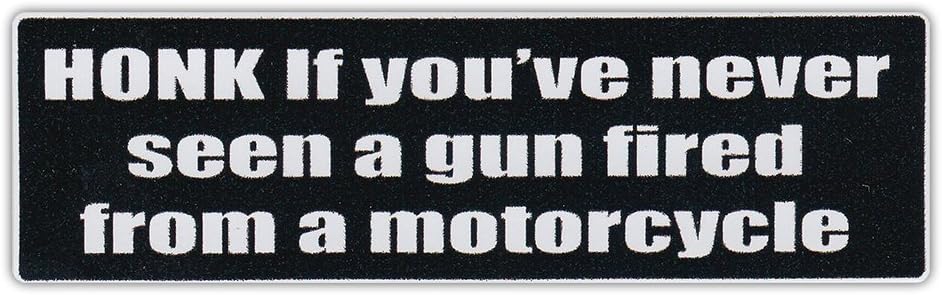 Motorcycle Helmet Stickers: Honk If You've Never Seen Gun Fired from Motorcycle