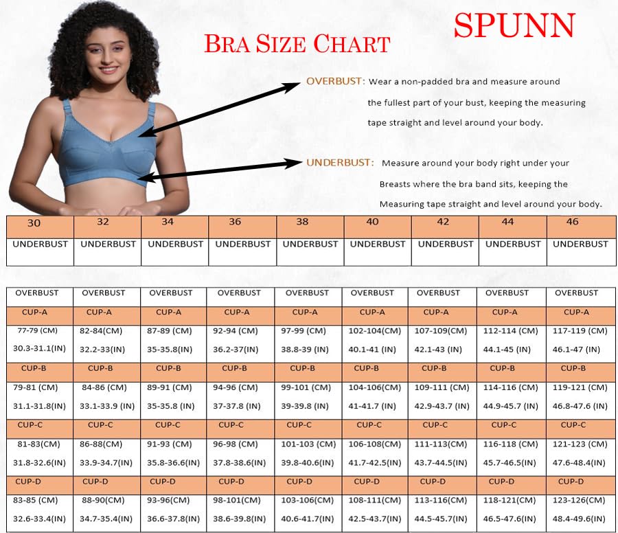 Image of SPUNN Women's Cotton Mix Non-Padded Wire Free C-Cup Full-Coverage T-Shirt Bra Combo.