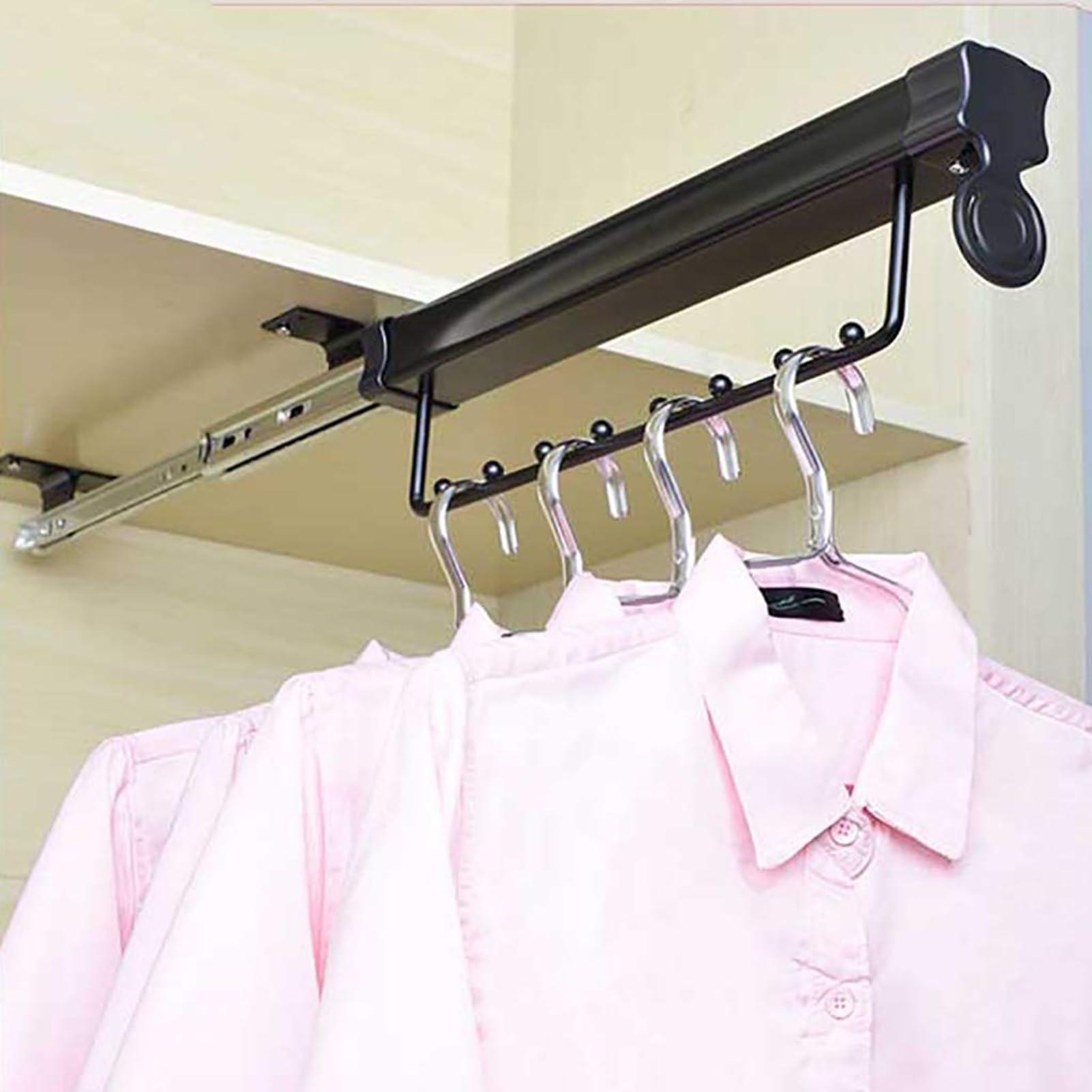 WMYYZYQ Heavy Duty Extendable Closet Rod - Pull-Out Pants Rack Hanger Rail for Wardrobe, Metal Clothes Organizer, 25kg Load Capacity, 46cm/18.1 Inch, Ideal fo,31cm/12.2inch