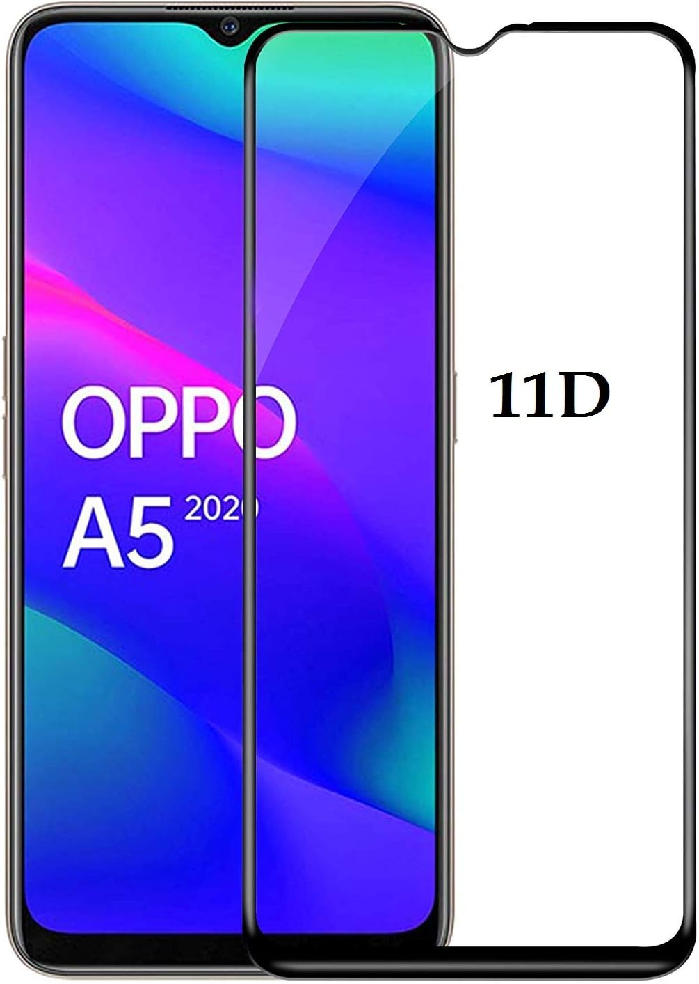 DD SON Tempered Glass Screen Protector Compatible for Oppo A9 2020/ A5 2020 (11D) with Edge to Edge Coverage and Easy Installation kit,Black