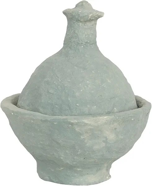 Creative Co-Op Decorative Handmade Paper Mache Dish with Lid