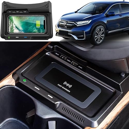 Cargador de coche inalámbrico para Honda CR-VCRV Hybrid 2017 2018 2019, 15 W Qi carga rápida cargador de teléfono para iPhone Galaxy, accesorio de