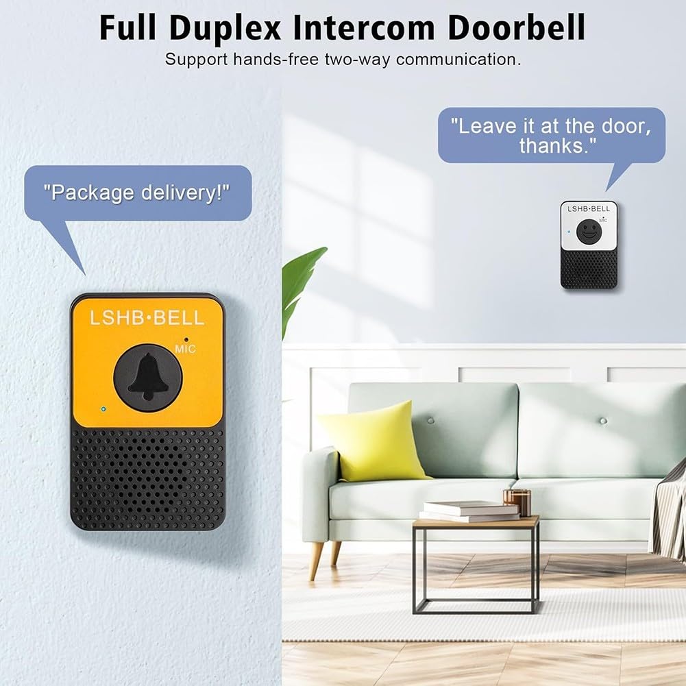 Oceanlend Campanello videocitofonico wireless, campanello citofonico bidirezionale impermeabile, con indicatore LED, portata 300 m per casa, ufficio, scuola, hotel e ospedale