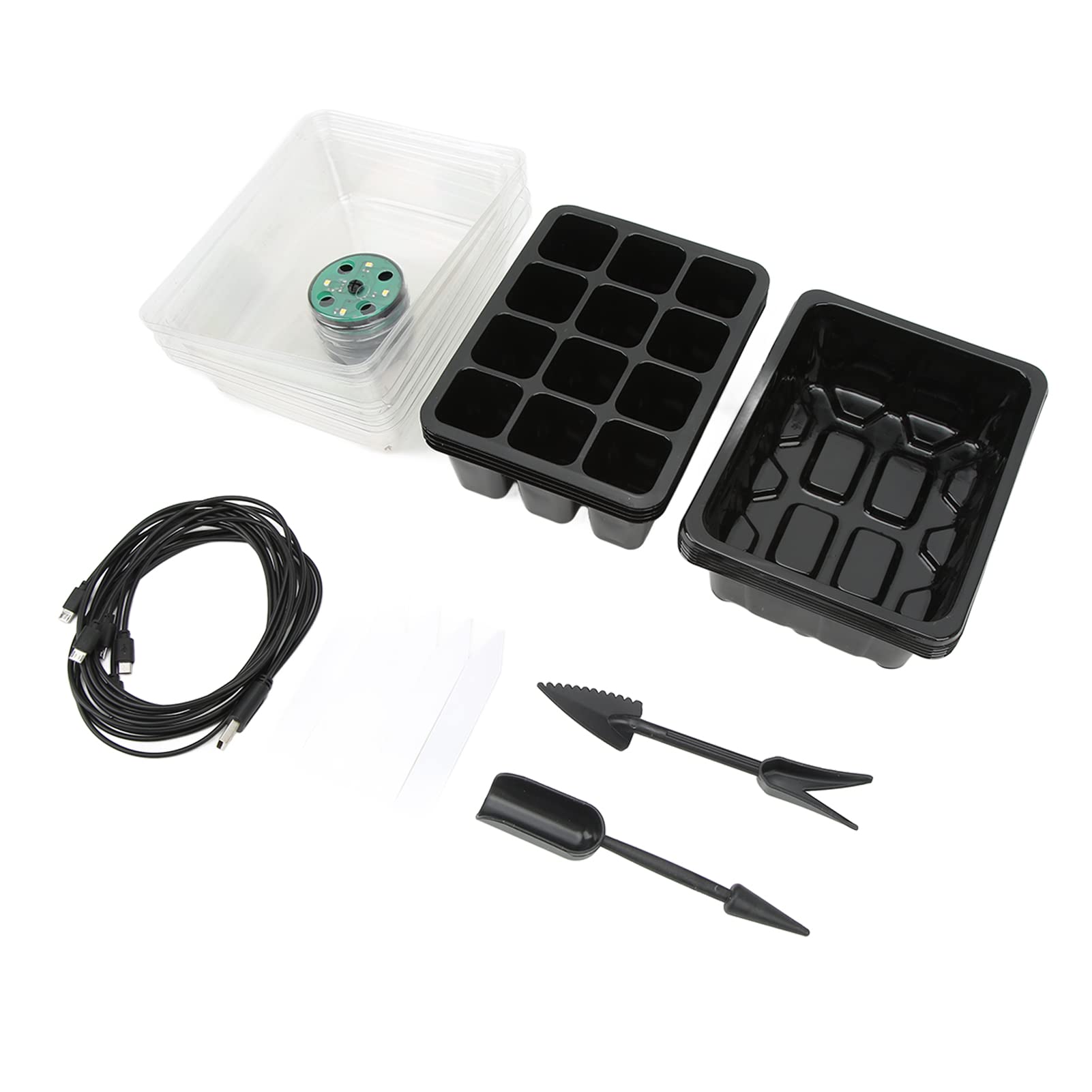 Garden Propagator Set, Easy to Pull Out Strong Good Air Circulation Seed Starter Tray for Seeds Growing (Black)