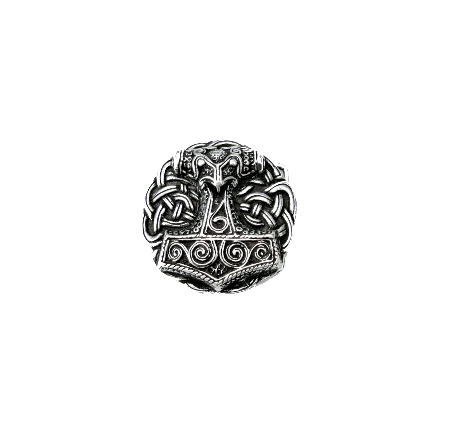 Pera Peris Unisex Silver Belt Buckle For Belt - Thor's Hammer From Schonen - Viking - Thor - Odin - Hammer Buckle With Knot (Colour: Brass Or Colour: ), 6,0 Cm