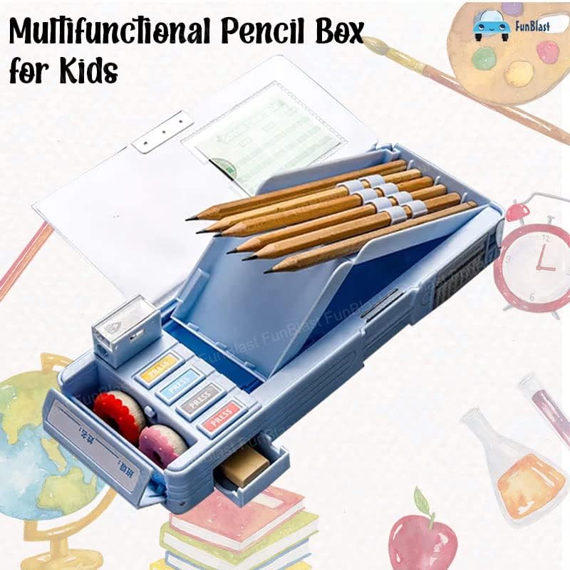Image of LONGMIRE Plastic Pencil Box with Code Lock Pen Case Large Capacity Multi-Layer Multi-Function Storage Bag Secret Compartment Pencil Box for Kids- Multi-Color (Astronaut)