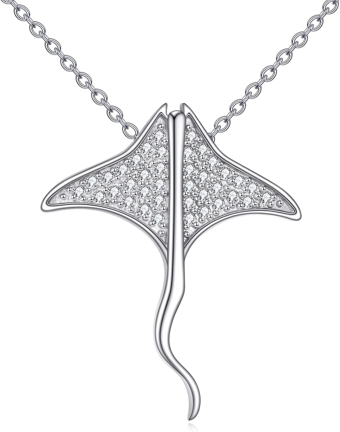 CRMAD Stingray Necklace for Women Sterling Silver Manta Ray Necklace Animal Pendant New Years Jewerly for Women