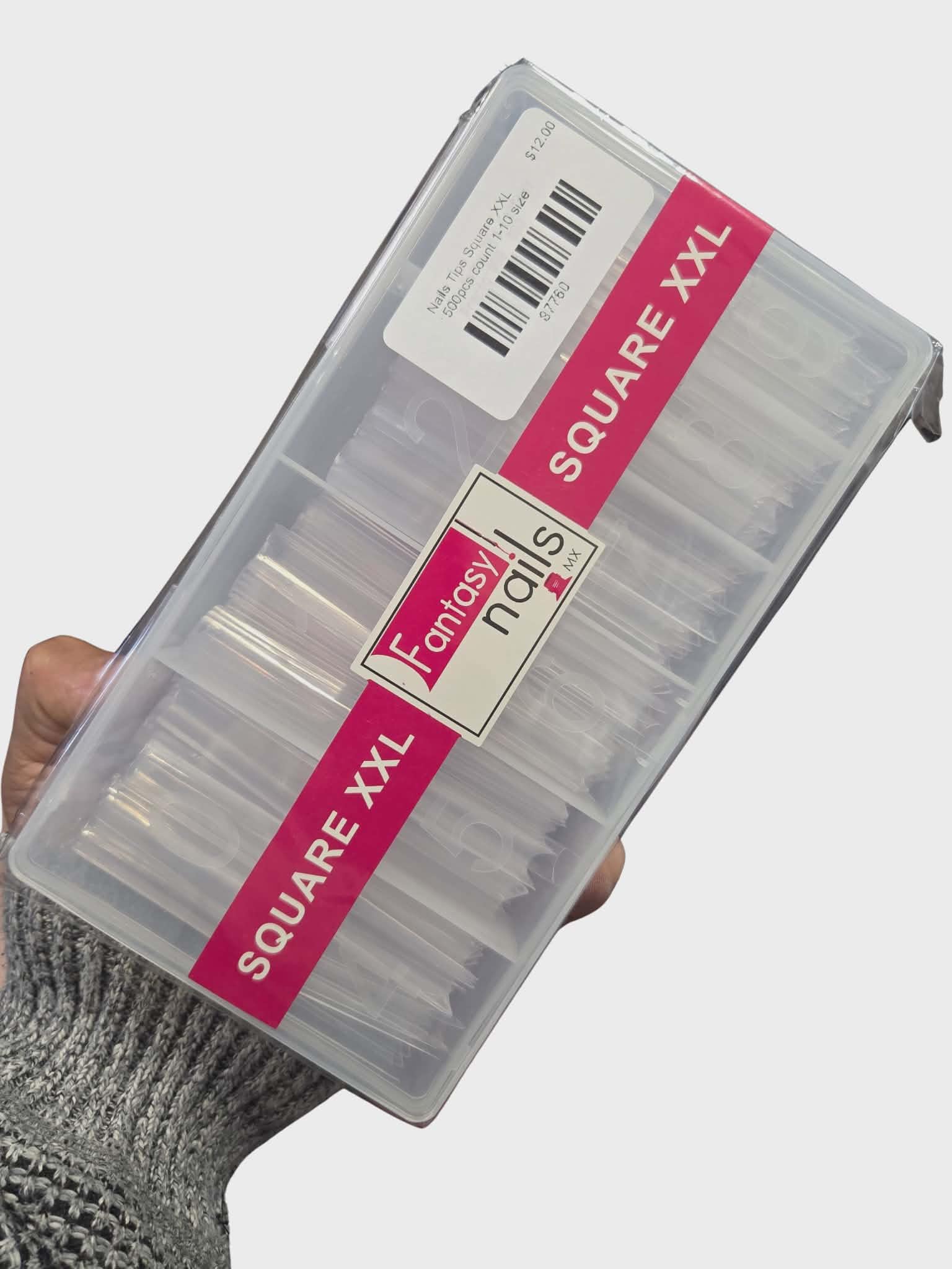 Fantasy Nails Square XXL Tips clear color 500pcs count 1-10 size