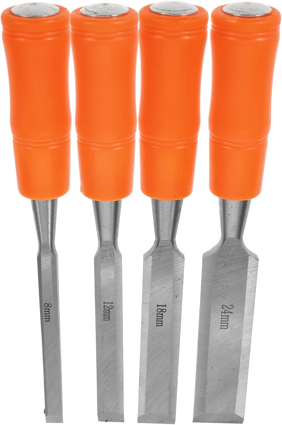 KICHOUSE 4pcs Wood Chisels Set High Carbon Steel Flat Tip Carpenter Chisel with Plastic Handle for Woodworking DIY Carving and Engraving Tools