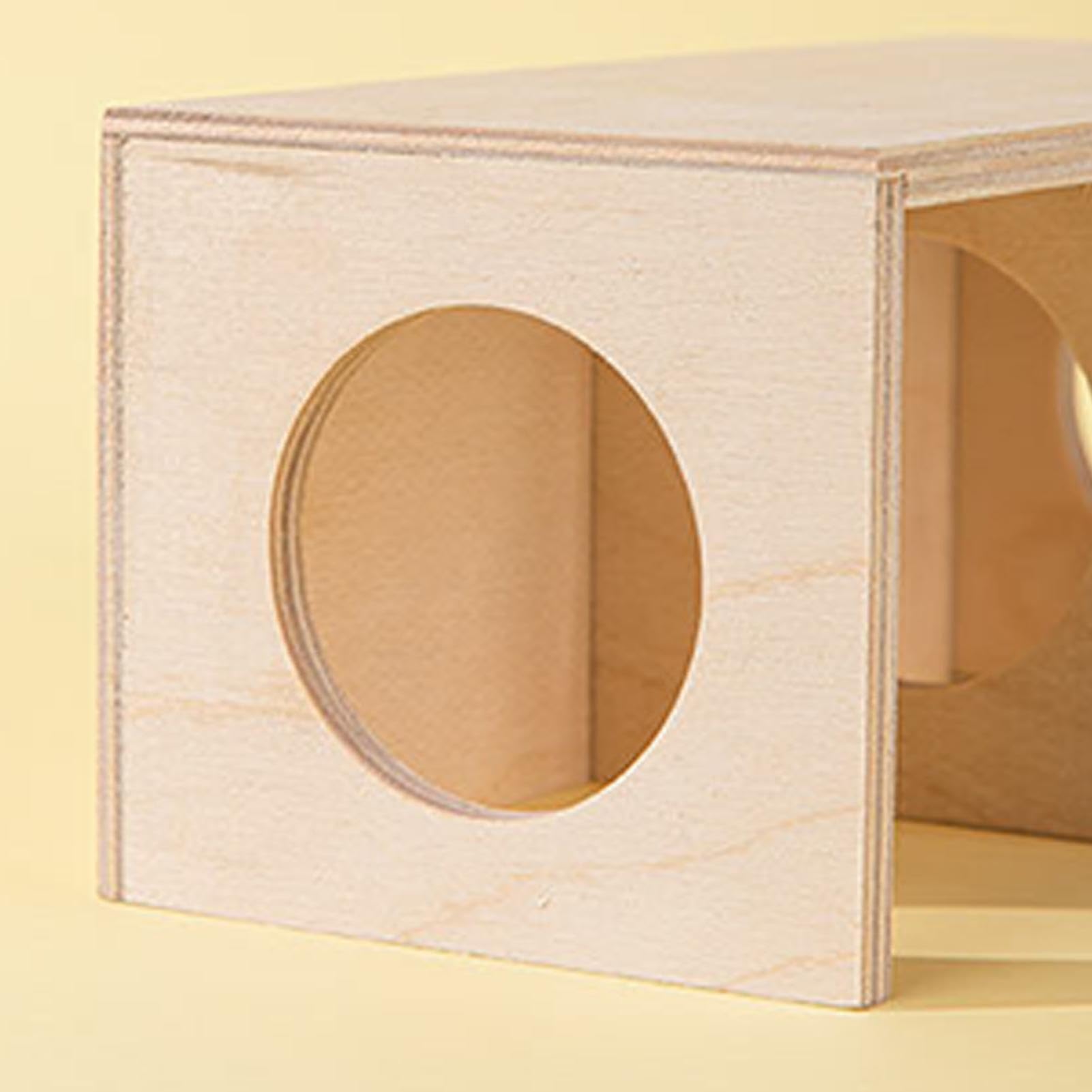 Wooden Hamster Conceal Habitat, 2-Chamber Multi-Room Small Animal Hiding Place, Natural Wood Hamster House and Maze, Cozy Shelter and Landscape Ornament for Hamsters, Gerbils,small Pets