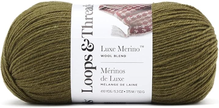 Loops & Threads Luxe Merino Solid Yarn - Yarn for Knitting, Crochet, Weaving, and Arts & Crafts - Green, Wool Blend, 5.3 oz